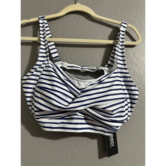 Daci Women's Twist Front High Retro Top Waist Ruched Bottoms Swimsuit 14W NWT - Picture 4 of 8